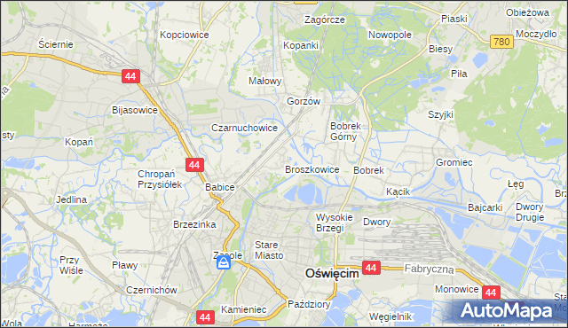 mapa Broszkowice, Broszkowice na mapie Targeo