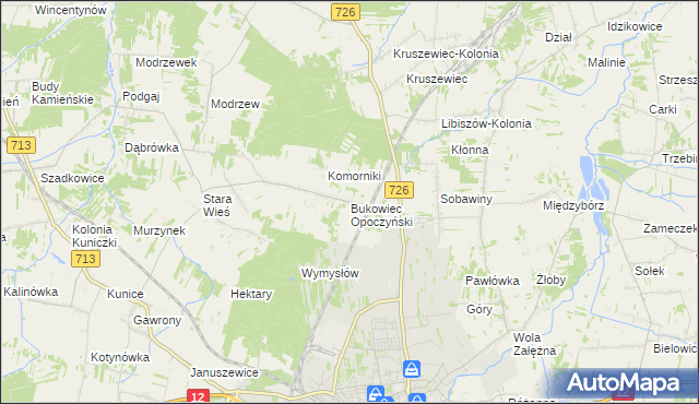 mapa Bukowiec Opoczyński, Bukowiec Opoczyński na mapie Targeo