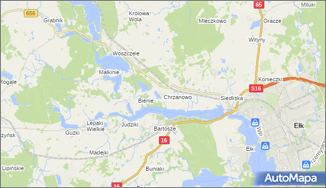 mapa Chrzanowo gmina Ełk, Chrzanowo gmina Ełk na mapie Targeo