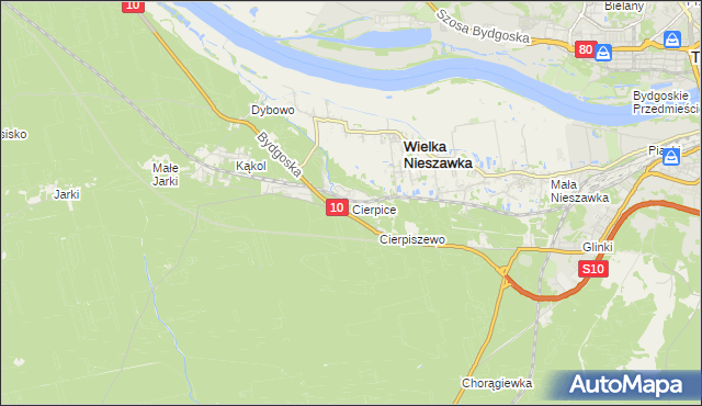 mapa Cierpice gmina Wielka Nieszawka, Cierpice gmina Wielka Nieszawka na mapie Targeo