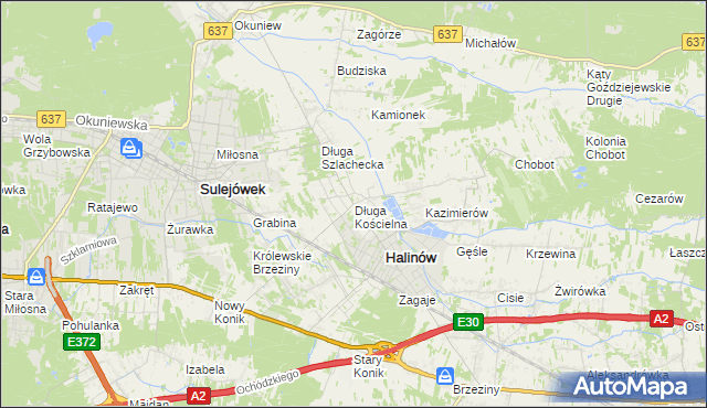 mapa Długa Kościelna, Długa Kościelna na mapie Targeo