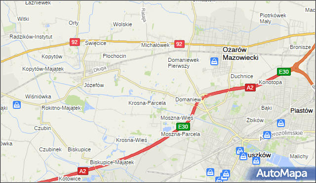 mapa Domaniewek gmina Brwinów, Domaniewek gmina Brwinów na mapie Targeo