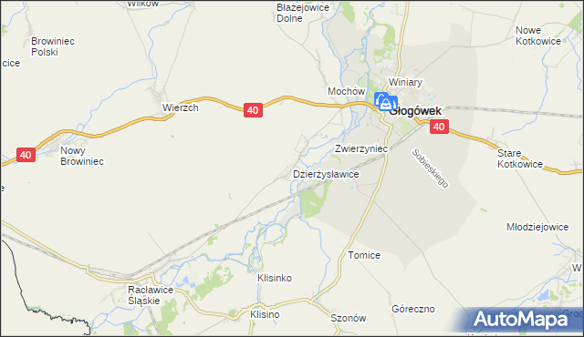 mapa Dzierżysławice, Dzierżysławice na mapie Targeo