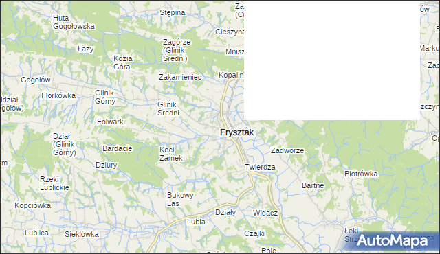 mapa Frysztak, Frysztak na mapie Targeo