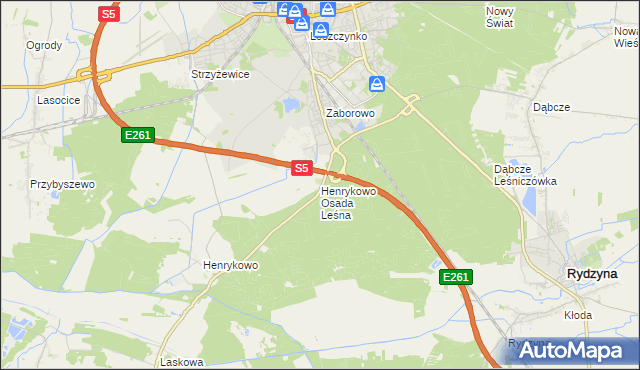 mapa Henrykowo Osada Leśna, Henrykowo Osada Leśna na mapie Targeo