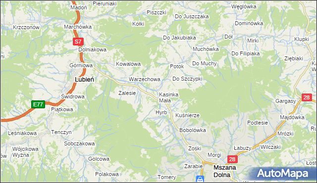 mapa Kasinka Mała, Kasinka Mała na mapie Targeo