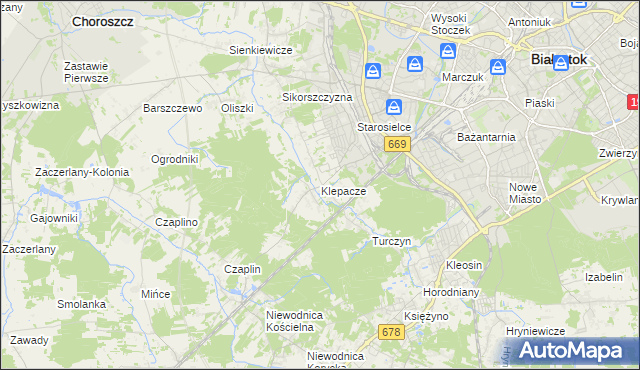 mapa Klepacze gmina Choroszcz, Klepacze gmina Choroszcz na mapie Targeo