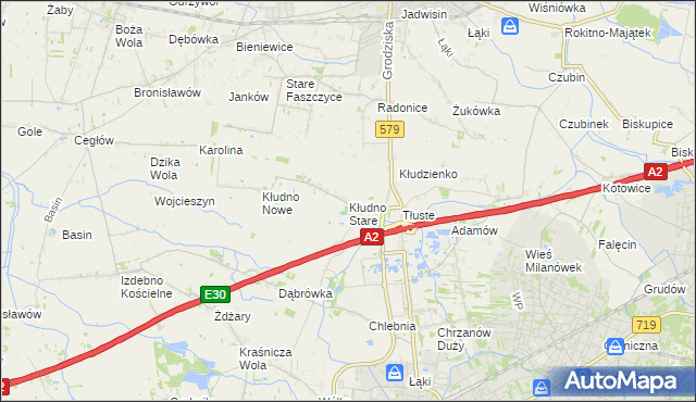 mapa Kłudno Stare, Kłudno Stare na mapie Targeo