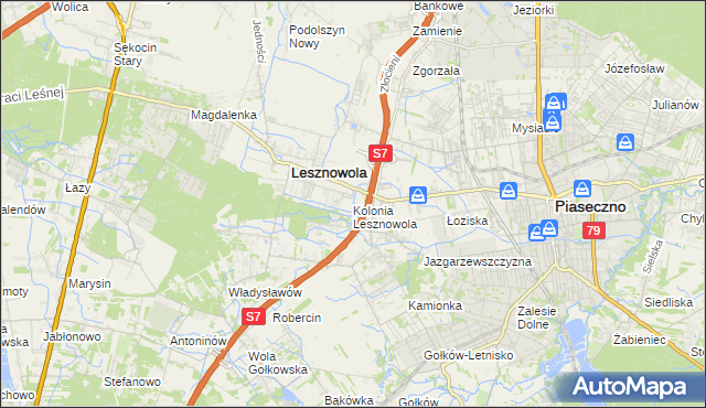 mapa Kolonia Lesznowola, Kolonia Lesznowola na mapie Targeo