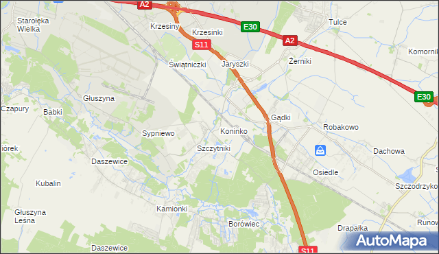mapa Koninko, Koninko na mapie Targeo