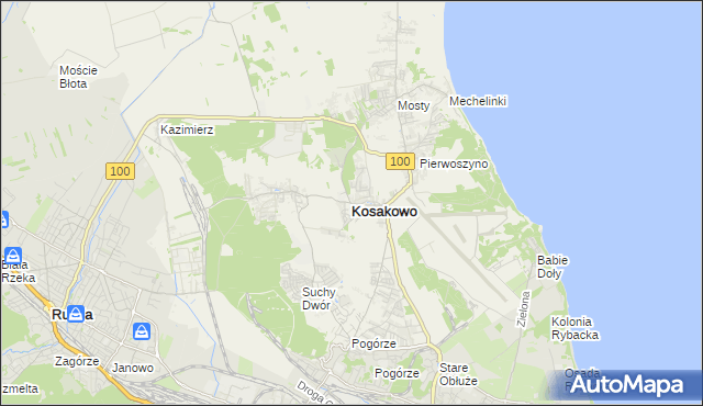 mapa Kosakowo powiat pucki, Kosakowo powiat pucki na mapie Targeo