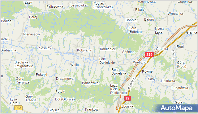 mapa Łęki Dukielskie, Łęki Dukielskie na mapie Targeo