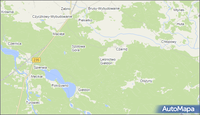 mapa Leśnictwo Giełdon, Leśnictwo Giełdon na mapie Targeo
