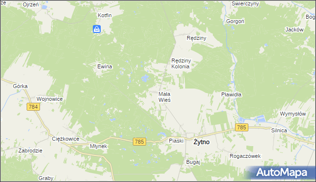 mapa Mała Wieś gmina Żytno, Mała Wieś gmina Żytno na mapie Targeo