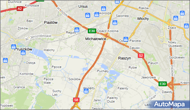 mapa Michałowice-Wieś, Michałowice-Wieś na mapie Targeo