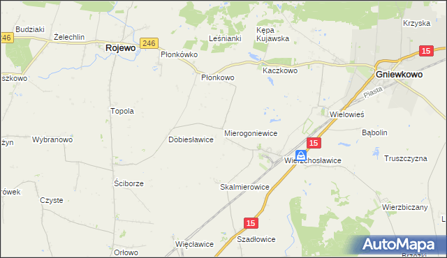 mapa Mierogoniewice, Mierogoniewice na mapie Targeo