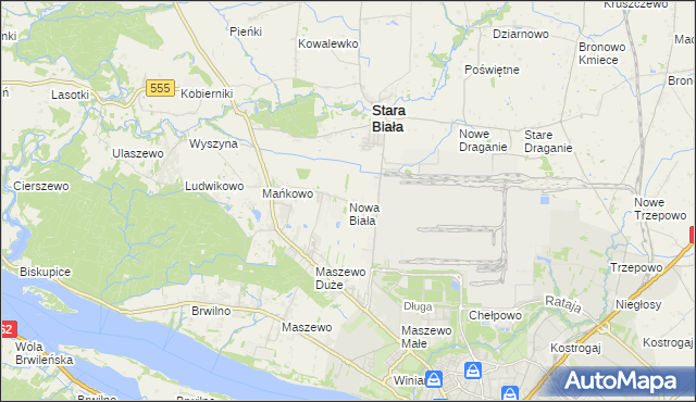 mapa Nowa Biała gmina Stara Biała, Nowa Biała gmina Stara Biała na mapie Targeo