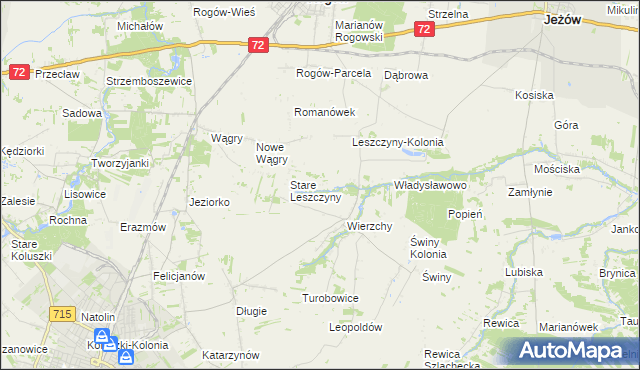 mapa Olszewo gmina Jeżów, Olszewo gmina Jeżów na mapie Targeo