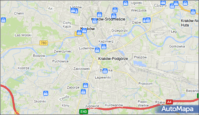 mapa Podgórze gmina Kraków, Podgórze gmina Kraków na mapie Targeo