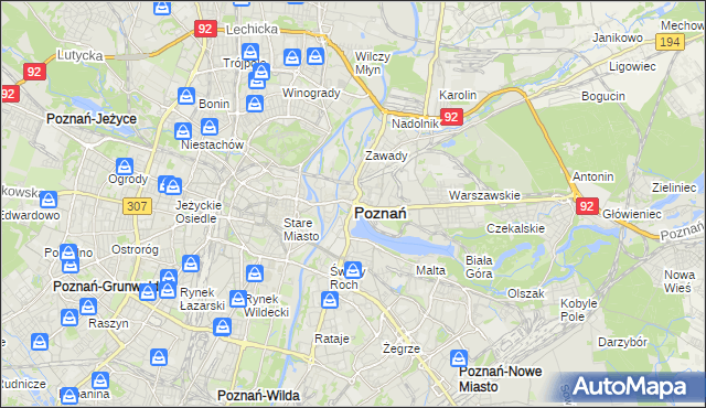 mapa Poznania, Poznań na mapie Targeo