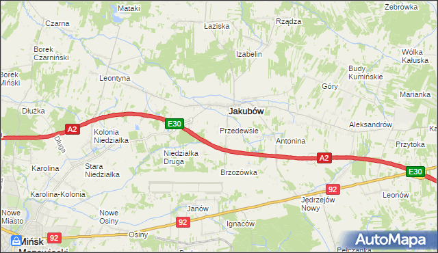 mapa Przedewsie gmina Jakubów, Przedewsie gmina Jakubów na mapie Targeo