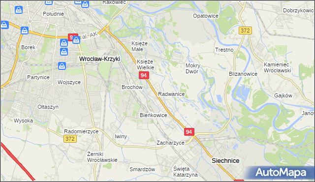 mapa Radwanice gmina Siechnice, Radwanice gmina Siechnice na mapie Targeo