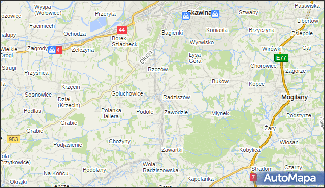 mapa Radziszów, Radziszów na mapie Targeo