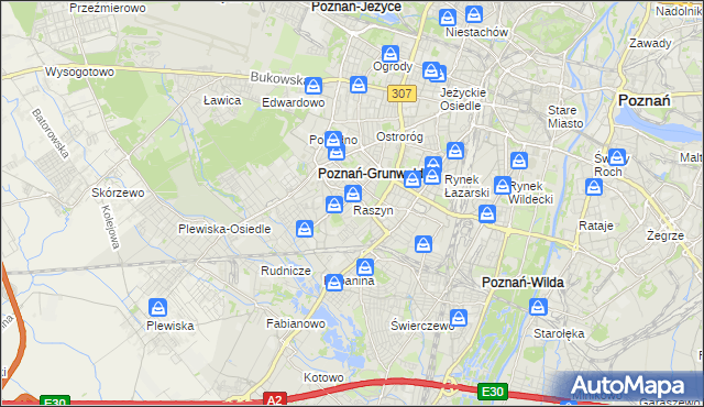 mapa Raszyn gmina Poznań, Raszyn gmina Poznań na mapie Targeo