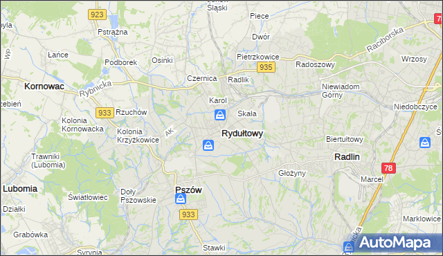 mapa Rydułtowy, Rydułtowy na mapie Targeo