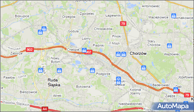 mapa Świętochłowice, Świętochłowice na mapie Targeo