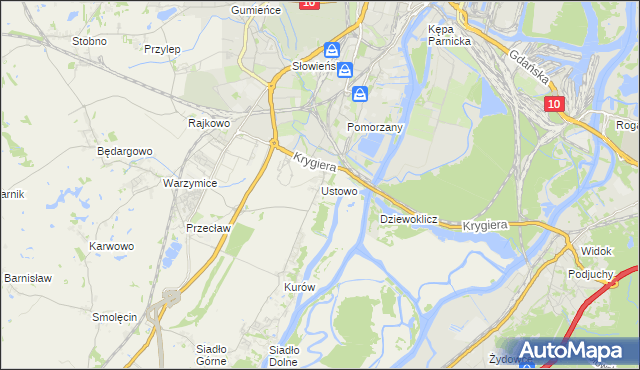 mapa Ustowo, Ustowo na mapie Targeo