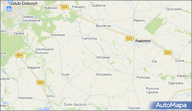 mapa Wilczewo gmina Radomin, Wilczewo gmina Radomin na mapie Targeo