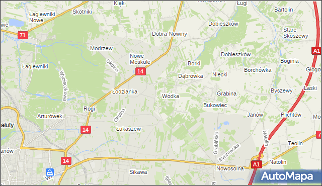 mapa Wódka gmina Nowosolna, Wódka gmina Nowosolna na mapie Targeo