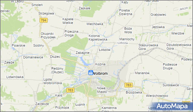 mapa Wymysłów gmina Wolbrom, Wymysłów gmina Wolbrom na mapie Targeo