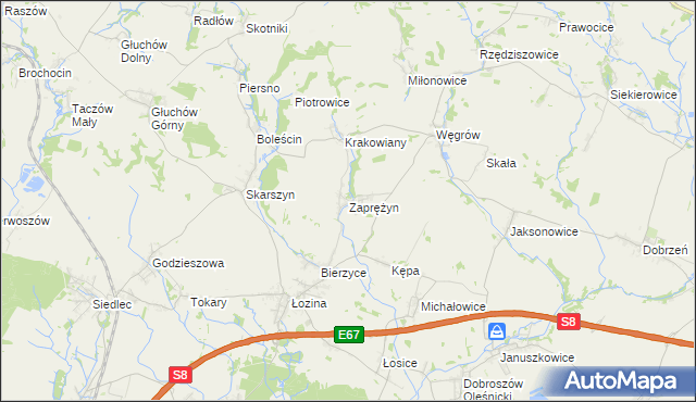 mapa Zaprężyn, Zaprężyn na mapie Targeo