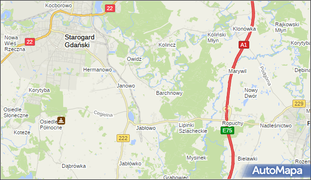 mapa Barchnowy, Barchnowy na mapie Targeo