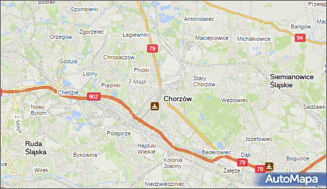 mapa Chorzów, Chorzów na mapie Targeo