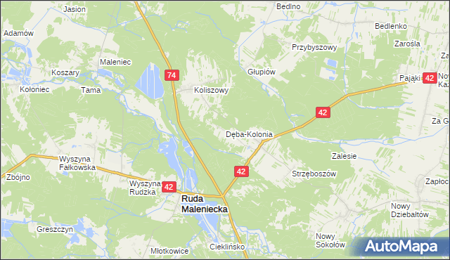 mapa Dęba-Kolonia, Dęba-Kolonia na mapie Targeo