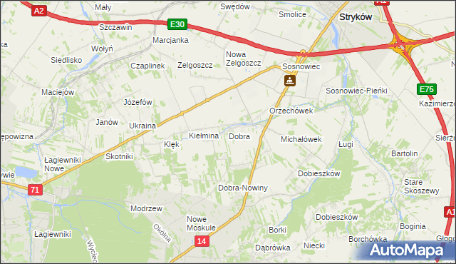 mapa Dobra gmina Stryków, Dobra gmina Stryków na mapie Targeo