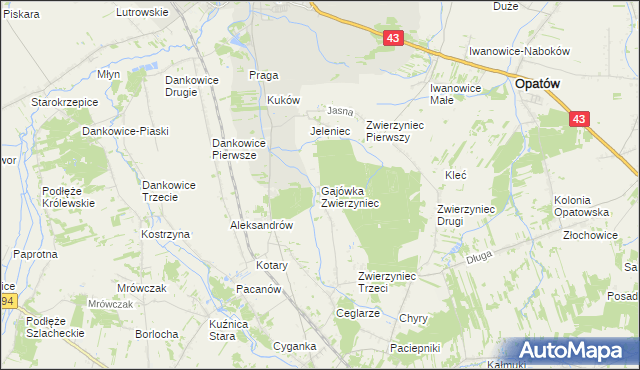 mapa Gajówka Zwierzyniec, Gajówka Zwierzyniec na mapie Targeo