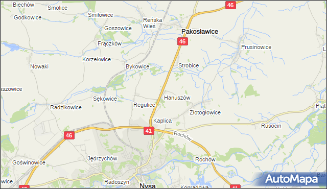 mapa Hanuszów, Hanuszów na mapie Targeo