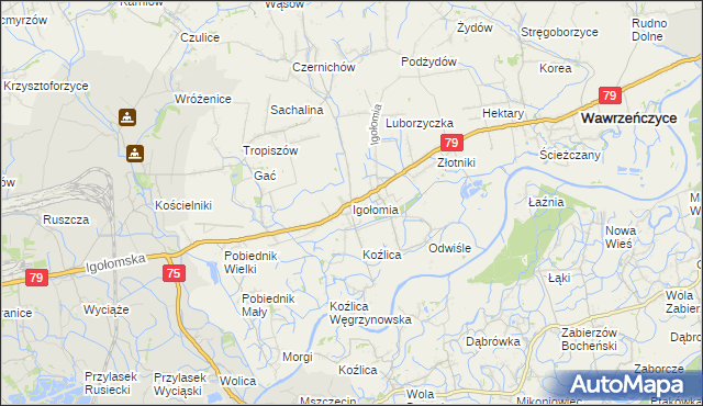 mapa Igołomia, Igołomia na mapie Targeo