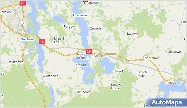 mapa Kosewo gmina Mrągowo, Kosewo gmina Mrągowo na mapie Targeo