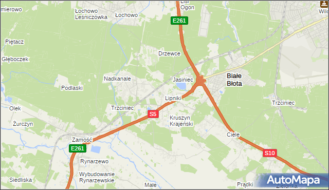 mapa Lipniki gmina Białe Błota, Lipniki gmina Białe Błota na mapie Targeo