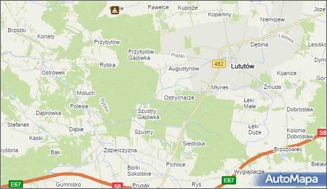 mapa Ostrycharze, Ostrycharze na mapie Targeo