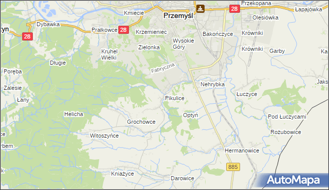 mapa Pikulice, Pikulice na mapie Targeo