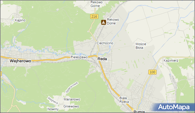 mapa Reda, Reda na mapie Targeo