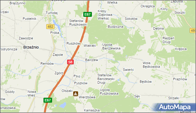 mapa Stefanów Barczewski Pierwszy, Stefanów Barczewski Pierwszy na mapie Targeo