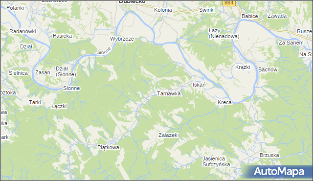 mapa Tarnawka gmina Dubiecko, Tarnawka gmina Dubiecko na mapie Targeo
