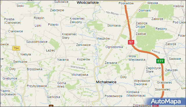 mapa Wilczkowice gmina Michałowice, Wilczkowice gmina Michałowice na mapie Targeo